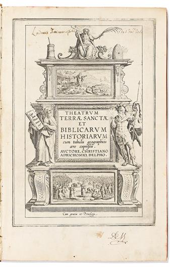 (HOLY LAND.) Christian van Adrichom. Two attractively hand-colored framed maps.